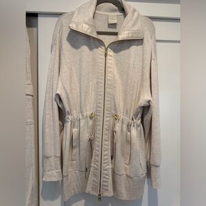 Varley Light Beige Utility Jacket with Gold Details